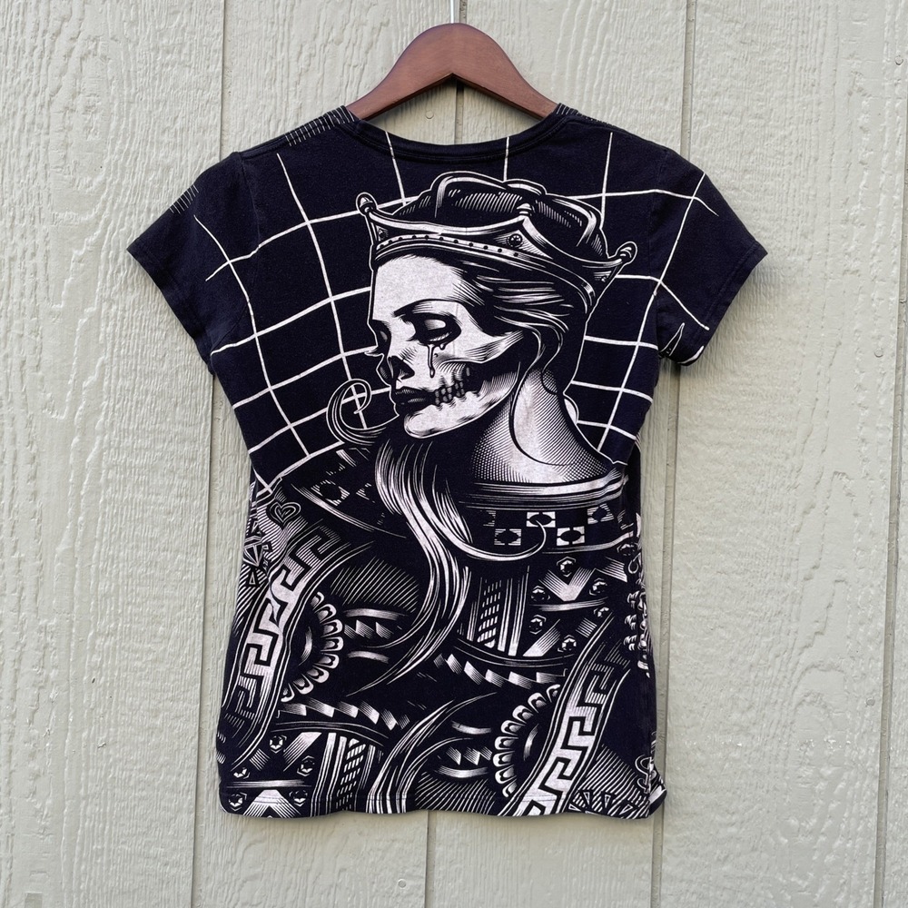Untouchable Collection T-shirt Womens M Black La Reina the Queen AOP Grunge Witc